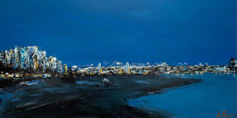 Sitting at English Bay while the sun and people fade away, as the towers and bridge begin to glow, and you watch the city turn into a dazzling show of brilliant jewels splayed out against the velvet night sky.