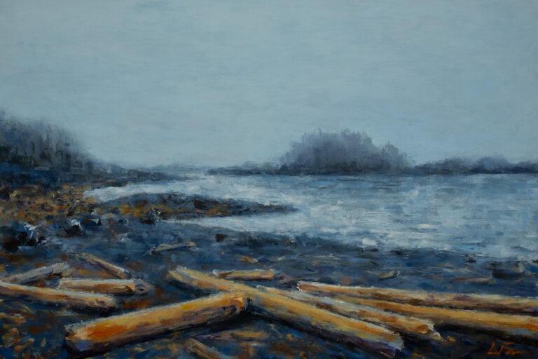 Mists sculpt the ocean air, as if forming upon the lingering substance of spirits. Commissioned landscape.